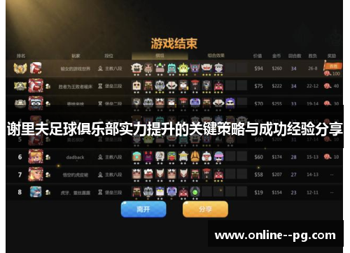 谢里夫足球俱乐部实力提升的关键策略与成功经验分享 谢里夫足球俱乐部实力提升的关键策略与成功经验分享