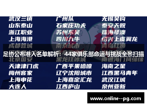 足协公布准入名单解析：44家俱乐部命运与挑战全景扫描