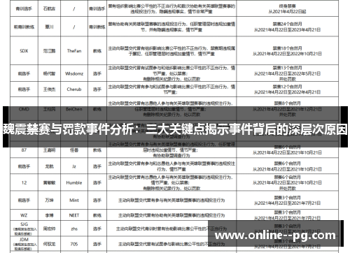 魏震禁赛与罚款事件分析：三大关键点揭示事件背后的深层次原因